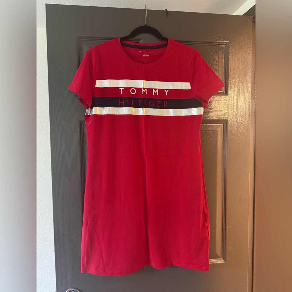 Tommy Hilfiger Red Dress with White and Black Stripes